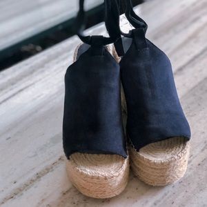 Sergison Morrison Blue Suede Espadrille Wedges